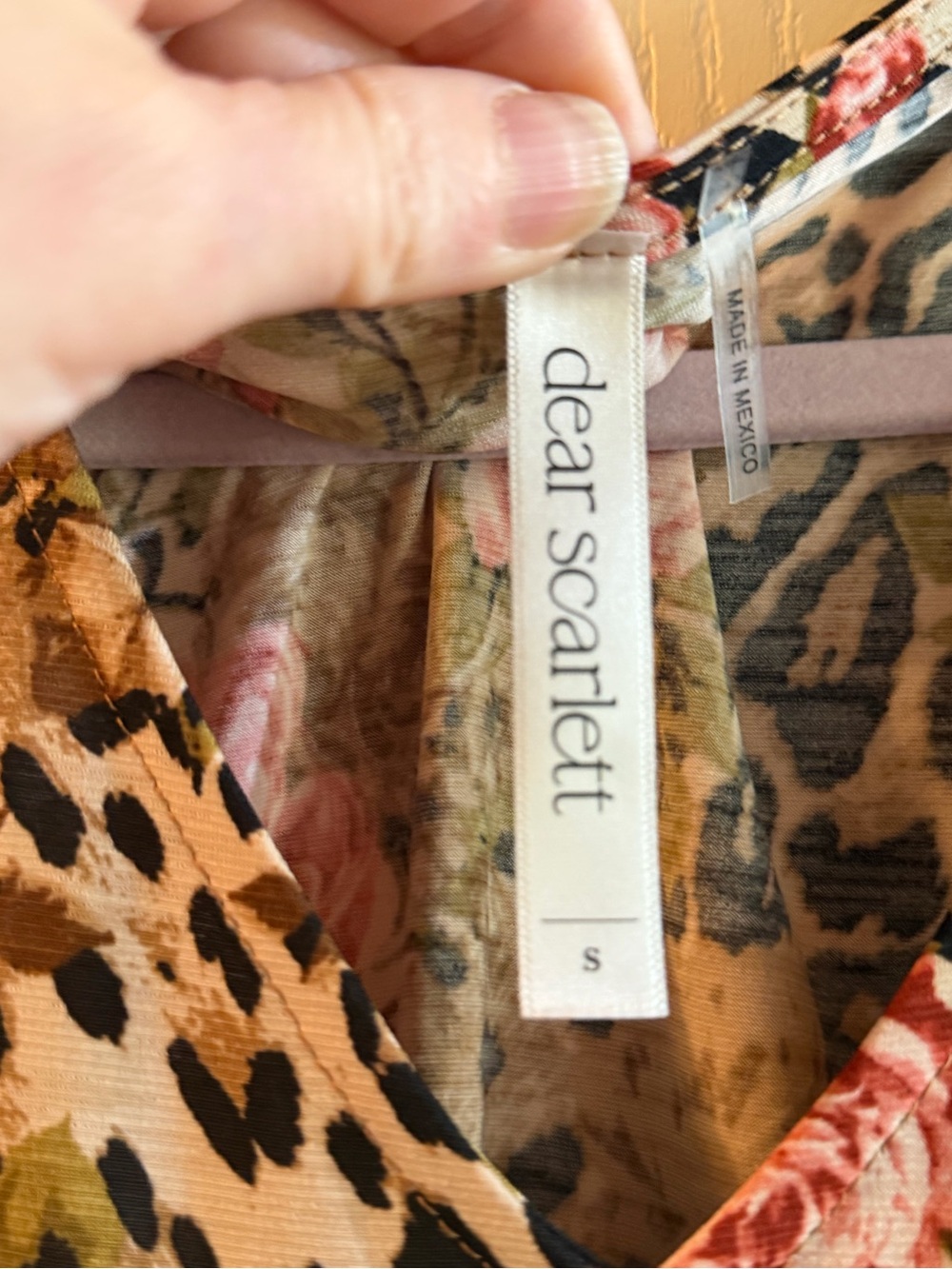 Dear Scarlett Floral and Leopard Print dress-Tan,Black,Pink. Wrinkle resistant. - Picture 2 of 4